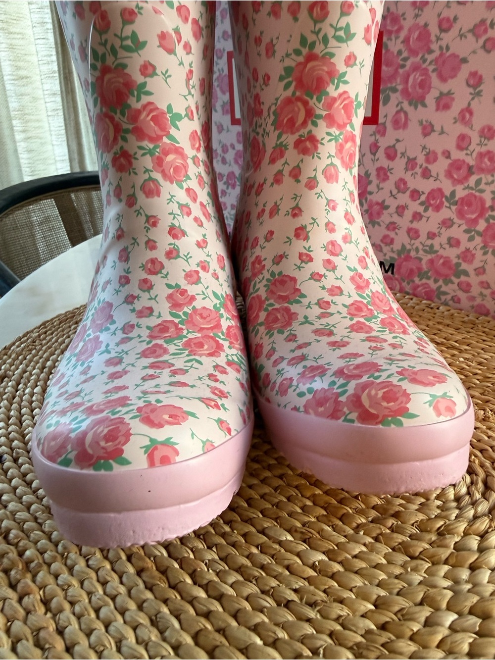 Hunter Love Shack Fancy Pink Floral Tall Rain Boots - Picture 5 of 8